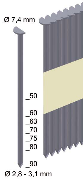 Καρφωτικό για πρόκα γωνίας 34° με κεφάλι σε δεσμίδα με χάρτινη σύνδεση 6X-PR90 PREBENA