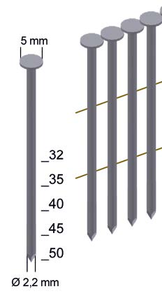 Καρφωτικό για πρόκα γωνίας 16° με στρογγυλό κεφάλι και σπείρωμα σε πομπίνα με συρμάτινη σύνδεση 3X-CNW50 PREBENA