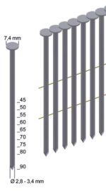 Καρφωτικό για πρόκα γωνίας 16° με στρογγυλό κεφάλι και σπείρωμα σε πομπίνα με συρμάτινη σύνδεση 7F-CNW90 PREBENA