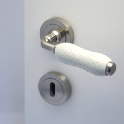 Χερούλι ροζέτα πορσελάνη νίκελ ματ 0142