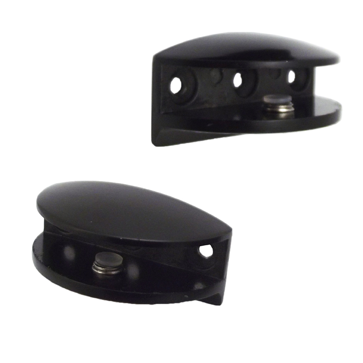 182-151910bl_mail Βάση στήριξης γυάλινου ραφιού μαύρη 10mm