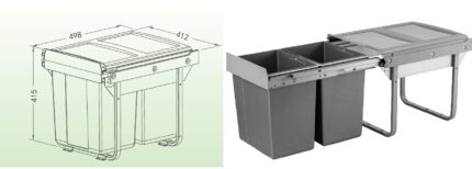 ΔΟΧΕΙΟ ΣΥΡNO ΓΚΡΙ ΜΕ ΦΡΕΝΟ ΔΙΠΛΟ 2Χ20L Υ415ΧΠ420ΧΒ498 (ΜΑΧ25KG)