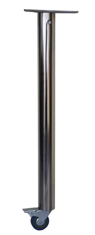 Πόδι Φ60x710mm με ρόδα και φρένο σατινέ νίκελ