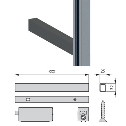 Σετ επιτοίχιας ενίσχυσης 17,0cm ανοδιωμένο μαύρο