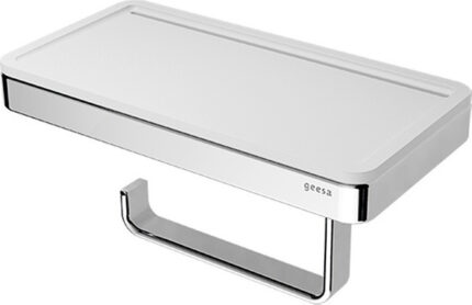 Χαρτοθήκη (αντιστρεφόμενη) με εταζέρα για κινητό τηλέφωνο 21 x 10,8 x 10,5 εκ. Chrome/White matt 8824-300