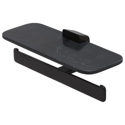 Χαρτοθήκη διπλή με εταζέρα Εφέ μαρμάρου / Black matt 9948-400