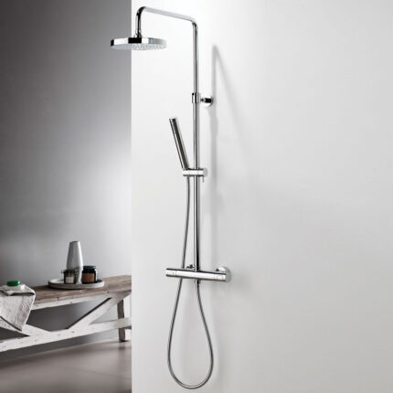 Θερμοστατική μπαταρία ντους 2 εξόδων με κολώνα Thermo Round 615065