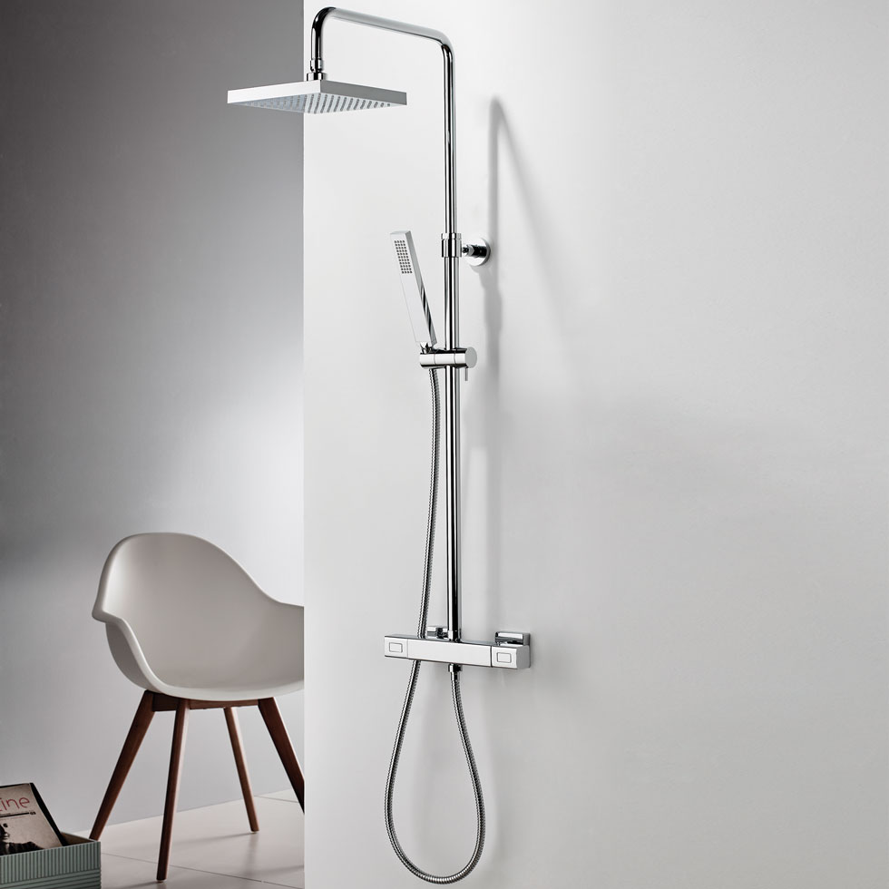 PROD_71245DET0_1 Θερμοστατική μπαταρία ντους 2 εξόδων με κολώνα Thermo Square 613065