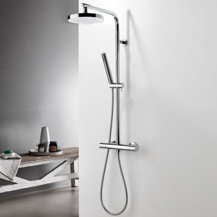 Θερμοστατική μπαταρία ντους 2 εξόδων με κολώνα Thermo Round 615066