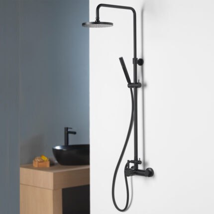 Μπαταρία ντους 2 εξόδων με κολώνα New Tech 12065 black matt