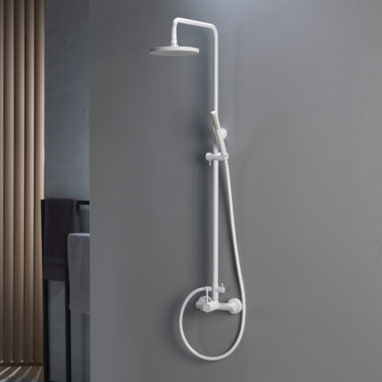 Μπαταρία ντους 2 εξόδων με κολώνα Tonda 145065 white matt