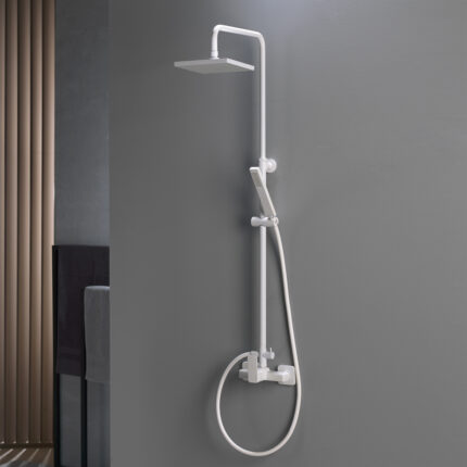 Μπαταρία ντους 2 εξόδων με κολώνα Quadra 144065 white matt