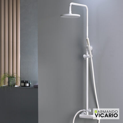 Μπαταρία ντους 2 εξόδων με κολώνα Slim 500065 white matt