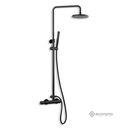 Μπαταρία ντους 2 εξόδων με κολώνα Eletta Tecno 167065 black matt