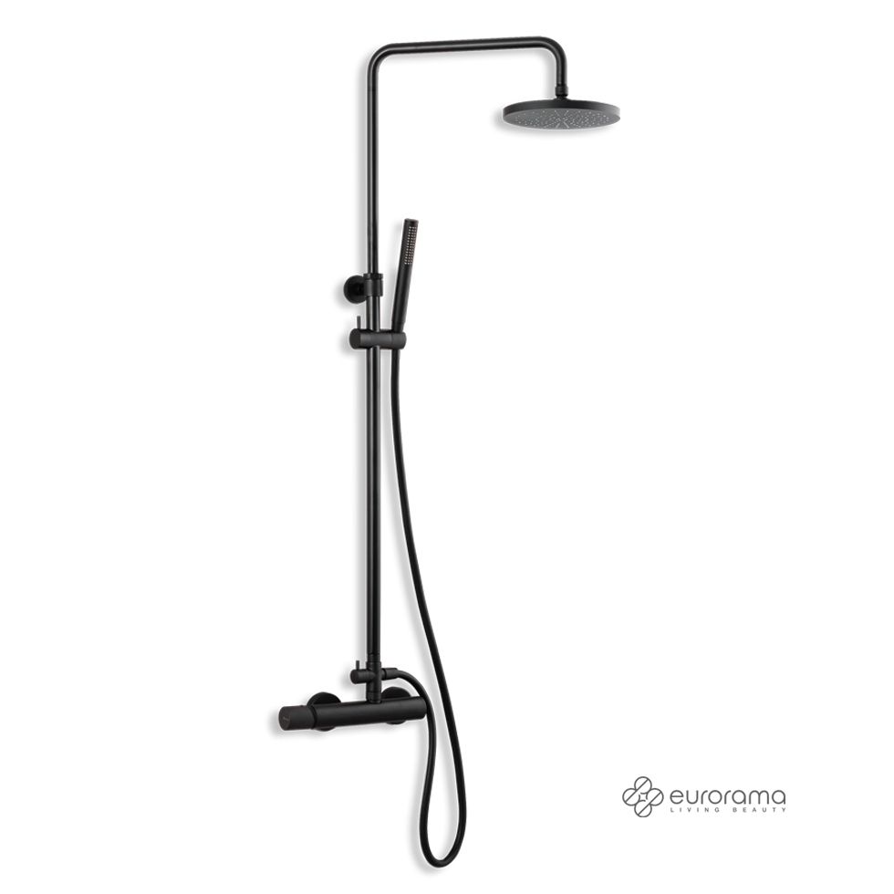 PROD_76755DET0_1 Μπαταρία ντους 2 εξόδων με κολώνα Eletta Tecno 167065 black matt