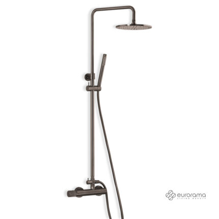 Μπαταρία ντους 2 εξόδων με κολώνα Eletta Tecno 167065 black brushed