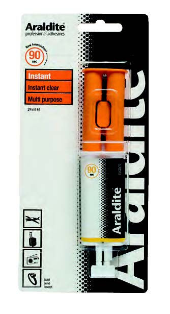 Εξαιρετικά ισχυρή εποξειδική κόλλα 2 συστατικών υπερ-ταχείας πήξεως 90’’ ARALDITE INSTANT SYRINGE