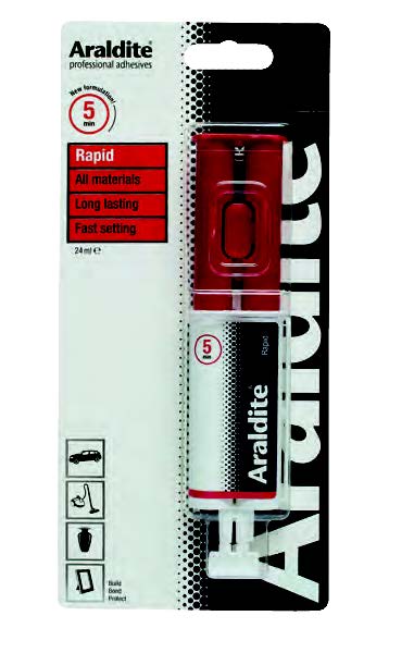 Εξαιρετικά ισχυρή εποξειδική κόλλα 2 συστατικών ταχείας πήξεως 5’ ARALDITE RAPID SYRINGE