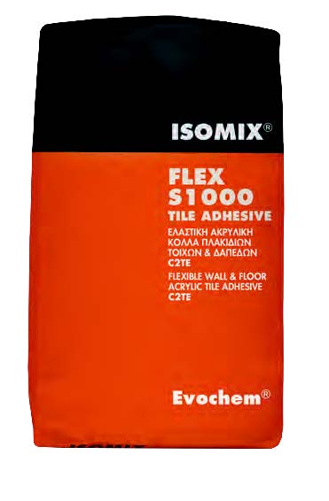 Ελαστική ακρυλική τσιμεντοειδής λευκή κόλλα πλακιδίων, τοίχων & δαπέδων C2TE ISOMIX FLEX