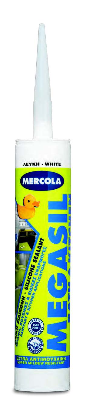 Όξινη ελαστική αντιμουχλική σιλικόνη για μπάνια και κουζίνες MEGASIL BATH & KITCHEN