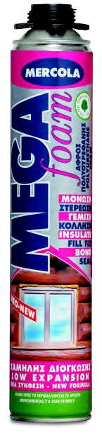 Αφρός πολυουρεθάνης χαμηλής διόγκωσης πιστολιού επαγγελματικών προδιαγραφών MEGAFOAM LOW EXPANSION GUN