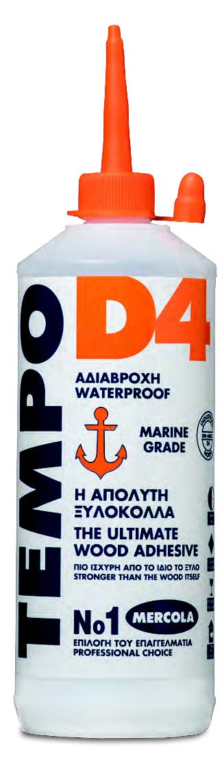 Υδατοδιαλυτή κόλλα ξύλου κρυσταλλιζέ TEMPO MARINE D4
