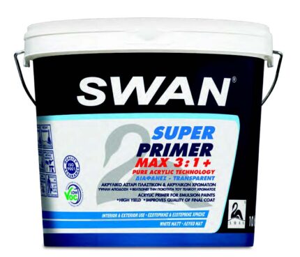 Διαφανές υδατοδιαλυτό αστάρι 100% ακρυλικής βάσης εσωτερικής & εξωτερικής χρήσης SWAN PRIMER MAX 3:1