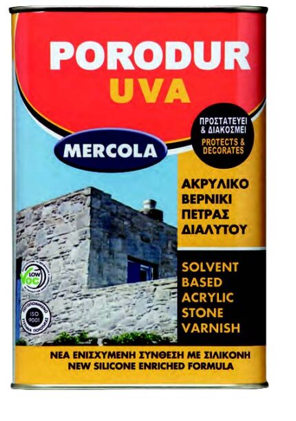 Προστατευτικό & διακοσμητικό ακρυλικό διαφανές βερνίκι διαλύτου πέτρινων επιφανειών PORODUR UVA