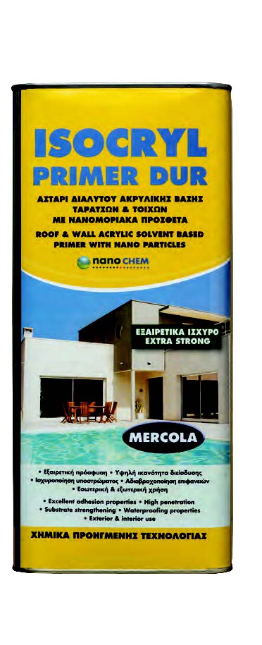 Αστάρι διαλύτου ακρυλικής βάσης, τοίχων & ταρατσών νανομοριακής τεχνολογίας ISOCRYL PRIMER DUR