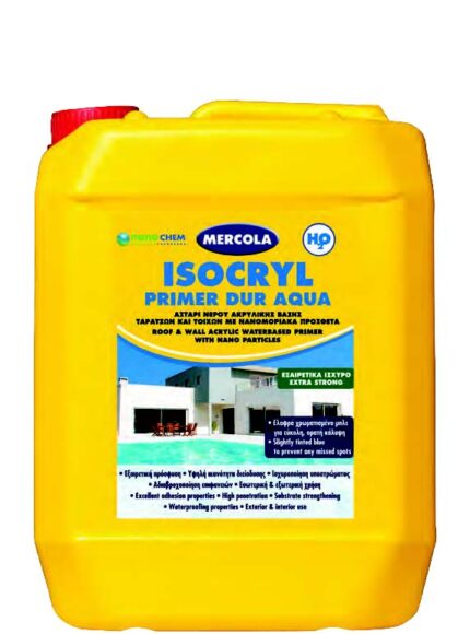 Αστάρι νερού ακρυλικής βάσης, τοίχων & ταρατσών νανομοριακής τεχνολογίας ISOCRYL PRIMER DUR AQUA