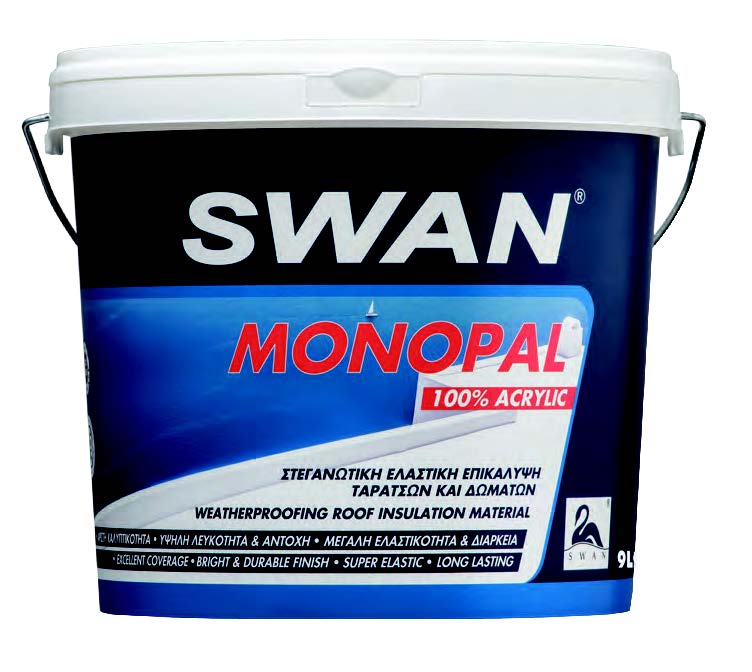 60801 Ακρυλική ελαστομερής επαλειφόμενη στεγανωτική μεμβράνη ταρατσών SWAN MONOPAL