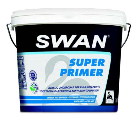 Υδατοδιαλυτό λευκό αστάρι ακρυλικής βάσης εσωτερικής & εξωτερικής χρήσης SWAN SUPER PRIMER